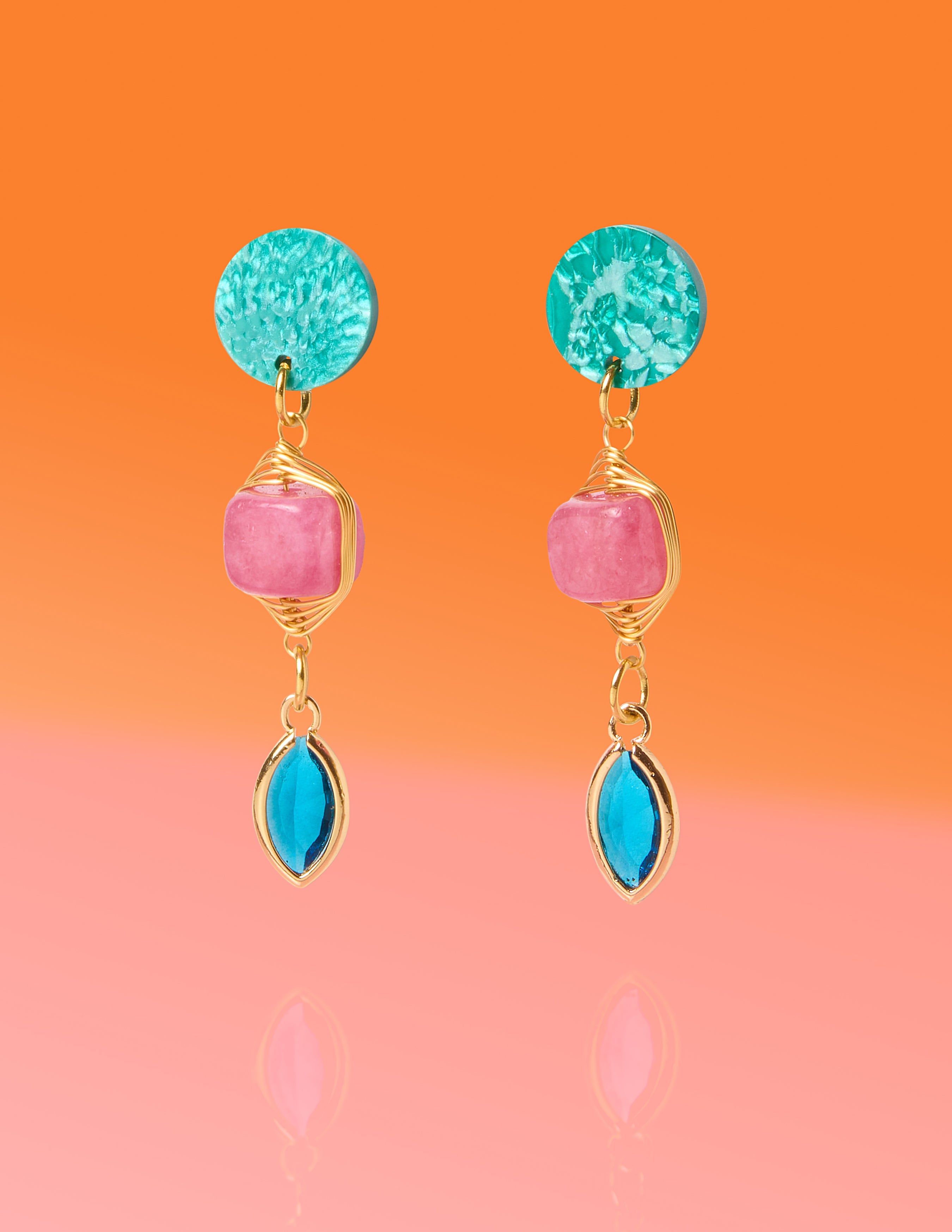 Good Fortune Jade Glam Dangles Blue Multi